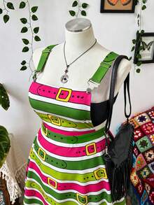 Sunspun Plus Size Women's Spring/Summer Multi-Color Patchwork Strappy Dress - Multicolor - View 4