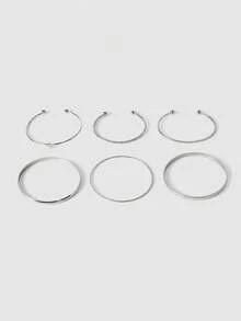 MortiRose 6pcs Minimalist Pentagram Bangle Bracelet Set For Women, Suitable For Daily Wear - Silver - View 2