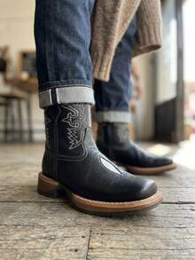 Botas de piel para hombre - Negro - Ver 2