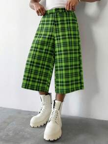 PAVTROS Men's Plaid Letter Print Casual Versatile Daily Travel Shorts - Green - View 4