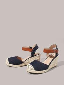Styleloop Women's Wedge & Platform Shoes, Bohemian, Beach Vacation, Western Wind, Summer Wear, Travel Essentials - dark blue - View 2