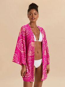 Travachic 女款全身印花休閒度假海灘罩衫長款長袍 - 彩色 - 查看 6