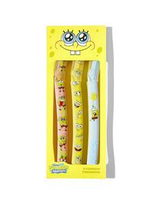 SpongeBob SquarePants | SHEIN 3入組卡通印花眉毛修剪套組，3入組女性與初學者適用安全眉毛刮刀，臉部除毛與去角質工具，適用於修眉、皮膚刮除與旅行 - 彩色 - 查看 5