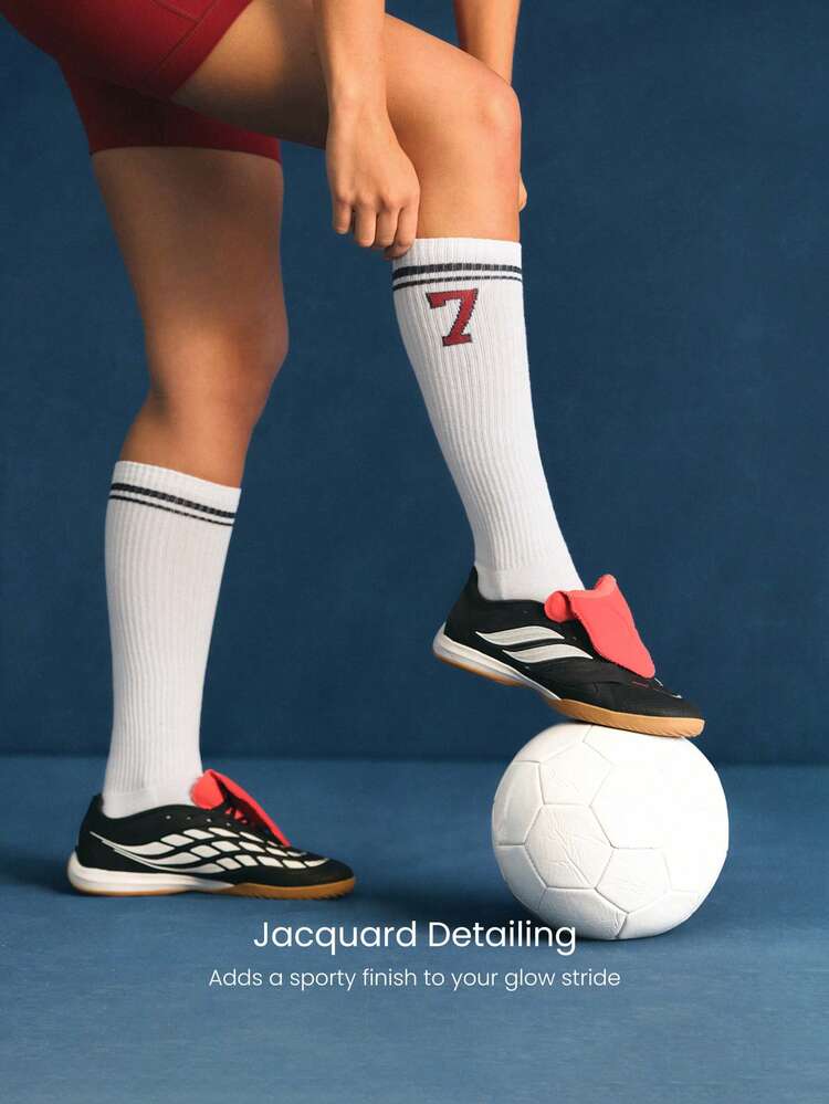 1 Pair Breezy Steps Knee-High Cotton Blend Performance Socks With Seamless Toe High Elastic Ribbing Cushioning Daily Active Casual Wear