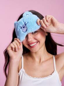 SHEIN X Care Bears Cute Blue Embroidered Plush Eye Mask - Blue - View 5