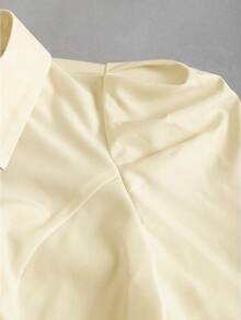 GlowEve CURVE Plus Size Women's Summer Fashion Elegant Commuter Short Sleeve Blouse - Apricot - View 5