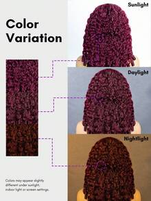 ALL READY WIG 9AM 隨戴隨走 捲波浪人髮假髮 酒紅色 13x6 透明蕾絲前假髮 附抽繩 預剪蕾絲 預拔髮際線 180% 密度 16-24 英吋 - S99J - 查看 11