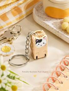 Joivida 1Pc Folding Nail Clipper, Portable Splash-Proof Stainless Steel Nail Cutter, Cat-Shaped Mini Keychain Manicure Tool, Essential For Daily & Travel Nail Care - multicolor - View 2