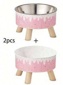 1pc/2pcs Stainless Steel Elevated Pet Bowls With Sturdy Stand, Anti-Slip & Anti-Spill, Large Capacity For Cat And Dog Food And Water - multicolor - View 23