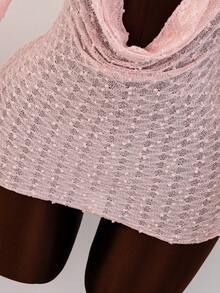 SHEIN Swim Swim Chiccia 夏季海灘垂領不對稱長袖女款罩衫 - 淺粉色 - 查看 7