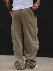 DAZY Long Cargo Pants With Pocket And Drawstring Design, Parachute Style For Men - Army Green - View 2