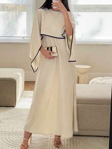 Al Najma Women's Asymmetric Design Elegant Modest Casual Arabian Dress Formal Black Winter - Apricot - View 9