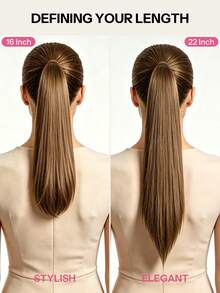 Pony Tails Real Hair Extension Straight Ponytail Extension Human Hair Chestnut Brown Hair Extensions Invisible Wrap Around Ponytail Human Hair For Women Daily Work - S6 - View 5