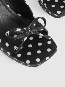 CUCCOO LuxiPop 2026 High-Heeled Platform Sandals Women's New Peep Toe Polka-Dot Satin Thick-Heeled Slippers Summer - Black - View 3