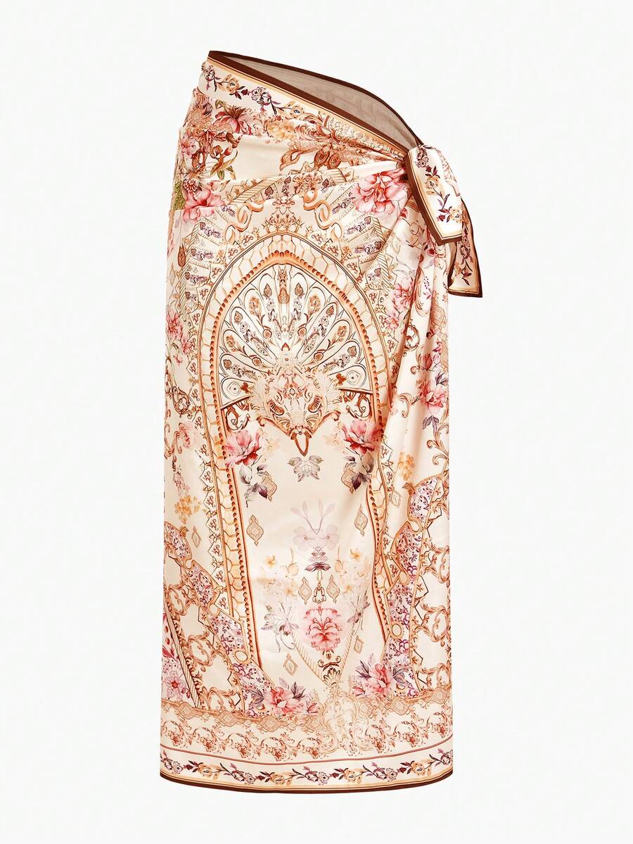 MOTF PREMIUM ELEGANT EXQUISITE ALL-OVER PRINT MULTIFUNCTIONAL SWIMWEAR COVER-UP SCARF SKIRT - Multicolor - View 1