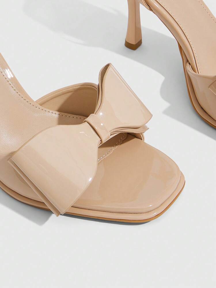 CUCCOO SZL Women's High Heel Sandals Summer Back Strap Open Toe Stiletto Heels Beautiful Fairy Style Match With Skirts French Evening Bow