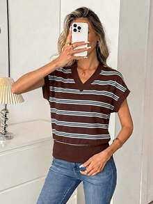 Easowa Women's V-Neck Printed T-Shirt, Versatile Summer Top - Multicolor - View 2