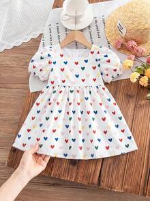 Vestido casual lindo, dulce e interesante con mangas con volantes para bebé niña/niña pequeña de 0-3 años, adecuado para uso diario y salidas en primavera/verano - Blanco - Ver 2