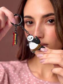 SHEIN Kung Fu Panda Fashion Black Zinc Alloy Movie Cartoon Keychain Bag Pendant Pendant Commemorative Collection Gift - Multicolor - View 6