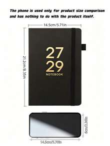 2027-2029 English Calendar Notebook, Time Management Planner, Bound Notepad With Straps - K-Black - View 3