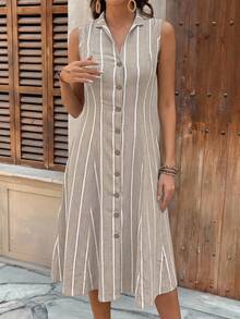 Faunlyn Women's Summer Geometric Pattern Print Round Neck Short-Sleeve Dress - Multicolor - View 5