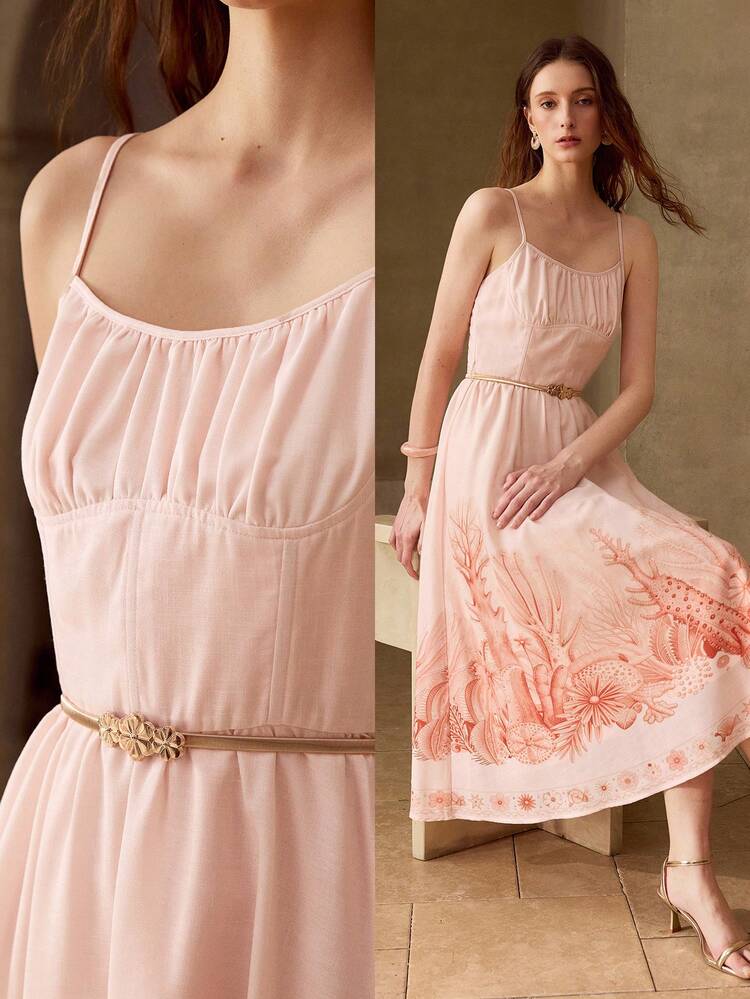 FASHIONABLE & ELEGANT PRINTED MID-LENGTH DRESS FOR WOMEN