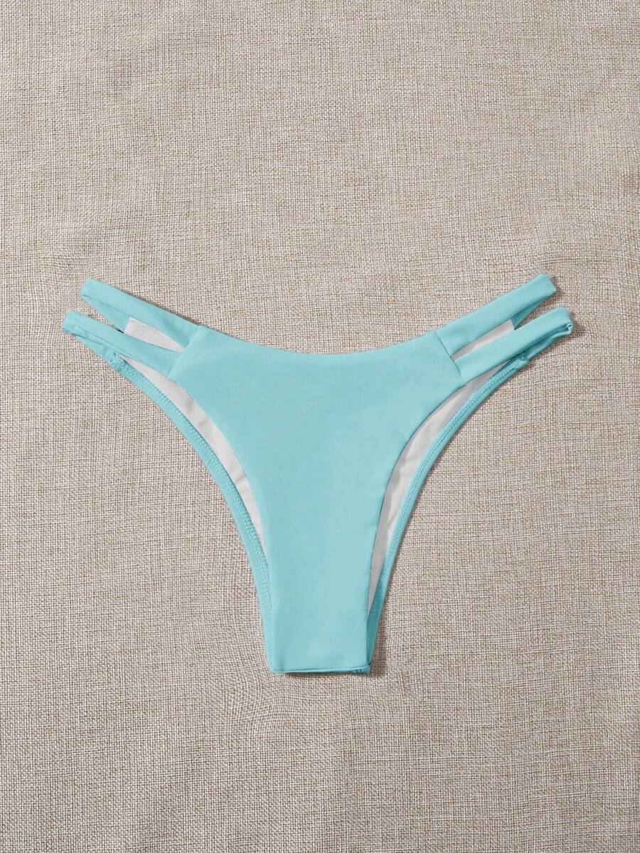 Swim Basics Women's Solid Color Sexy Bikini Bottom - Mint Blue - View 1