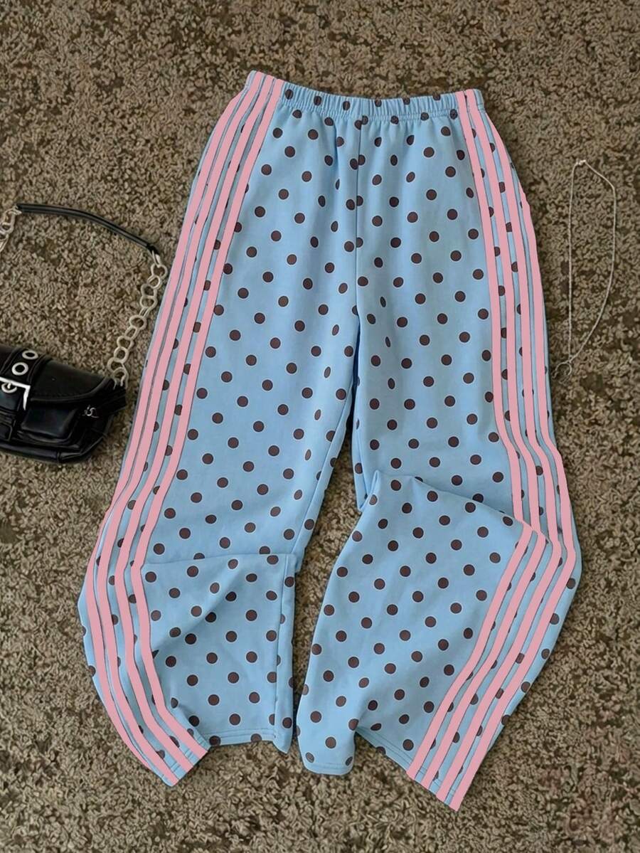 Attitoon 女款休閒直筒低腰運動長褲,波點印花,女款休閒服飾 - 彩色 - 查看 1