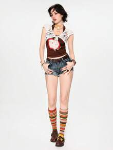 Sweetness Áo khoác ngoài nữ phong cách vintage đồng quê đi nghỉ mát, dệt kim rỗng, trang trí nút màu sắc - Màu be - Xem 8