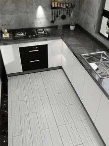 Madebyblanc 1 Roll Light Gray Wood Grain Peel And Stick Floor Sticker, 11.8" / 17.5" Width Options, Waterproof Self Adhesive Vinyl Floor Decal With Free Installation Kit, Removable Non-Slip Renter Friendly Floor Covering For Home DIY Renovation - Oak floor sticker - light gray - View 21
