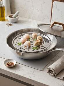 Zazumi Universal Stainless Steel Steamer With Detachable Legs, Cooking Steaming Pan And Pot Accessory, Multi-Functional Steaming Rack For , Grinding And Scratch-Proof Round Cooling Rack, Steamer Rack For Kitchen Thick Cookware Tool Seafood Boil - Silver - View 6
