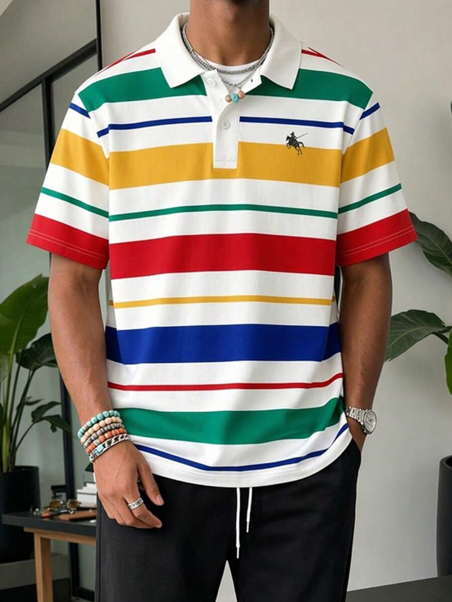 Daypath 男士時尚彩色條紋 Polo 衫,適合夏季出遊、上學、休閒 & 百搭 - 彩色 - 查看 1