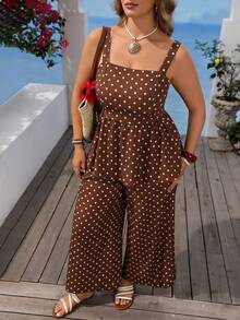 Vivid Eden Spring Summer Vacation Solid Color Woven Tank Top Loose Long Pants Plus Size 2 Pieces Set Boho Brown Beach - Brown - View 6