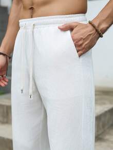 VENTUSAIL Men's Linen Casual Pants - White - View 7