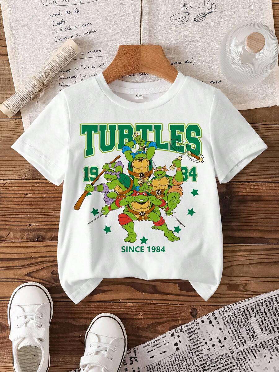 TEENAGE MUTANT NINJA TURTLES | SHEIN 青少年男孩圓領短袖休閒百搭T恤 MUTANT TURTLES - 白色 - 查看 1