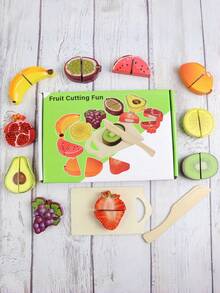 MINKOJA MINKOJA Color Box Wooden Pretend Fruit Cutting Playset With 10 Large Fruit Blocks, Kids Role Play Toy Improves Hands-On Skill, Social Ability & Fruit Cognition, Early Educational Wooden Toy, Great Birthday & Holiday Surprise Gift For Boys Girls - Multicolor - View 5