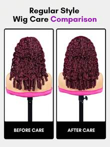 ALL READY WIG 9AM 隨戴隨走 捲波浪人髮假髮 酒紅色 13x6 透明蕾絲前假髮 附抽繩 預剪蕾絲 預拔髮際線 180% 密度 16-24 英吋 - S99J - 查看 6