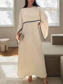 Al Najma Women's Asymmetric Design Elegant Modest Casual Arabian Dress Formal Black Winter - Apricot - View 4