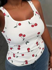 Slaydiva 2pcs/Set Spring/Summer New Casual Cute Basic Tank Top For Women Plus Size, Deep U-Neck Sleeveless Ribbed Knit Stretchy Fabric With Side Ruched Detail - Multicolor - View 10