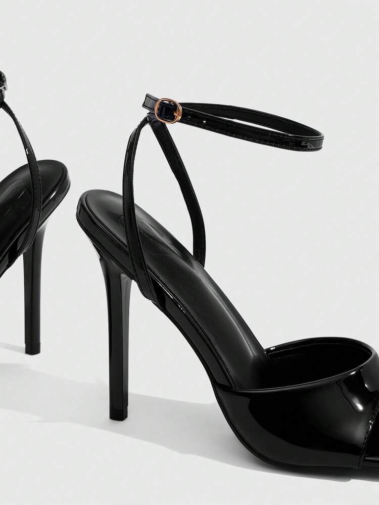 CUCCOO SZL Women's High-Heeled Sandals 11CM Square Head Open-Toed Fish Mouth Kitten Heel Solid Color Black High Heels Easy To Wear Cross-Strap One-Word Buckle Sexy Versatile Elegant Stiletto High Heels Suitable For Daily Commuting/Beach/Party Women's Shoes