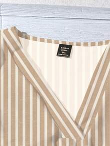 EMERY ROSE Striped Casual Minimalist Plus Size Shirt Suitable For Summer - Multicolor - View 3