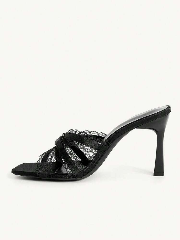 CUCCOO CHICEST Women Shoes Spring And Summer New Square Toe Stiletto Black Lace Thin Strip Women's High Heel Sandals Fashion Comfortable Versatile Elegant Sexy Party Women Sandals Slippers Women's Shoes Summer Shoes