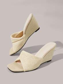 Styleloop Women's Wedge Heel Platform Sandals, Bohemian, Beach Vacation, Western Wind, Summer Wear, Travel Essentials - Apricot - View 4