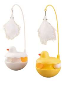 1 Set Duckling Roly-Poly Cat Toys, Self-Righting & Detachable & Washable Cat Wand With Feather Bell, Cat Pet Toys With Replaceable Heads, Multiple Options, Self-Entertaining Cat Toys, Cat Turntable, Cat Teaser - Multicolor - View 15