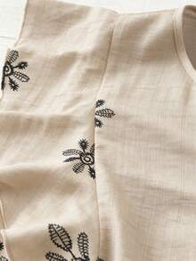 Linhara Plus Size Women's Spring/Summer Plants Printed Casual Blouse, Summer , Vacation , Linen, Boho - Apricot - View 6