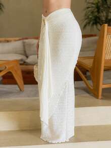 Andrea Bello All White Skirt Party Women Fall Modest Old Money Glitter Holiday Party Rave Festival Outing Swim Vacation Bohemian BOHO Sea Beach Hot Outdoor Summer - Apricot - View 7