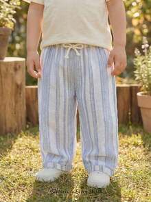 Cozy Pixies Baby Boy Colorful Striped Elastic Waist Casual Comfortable Pants,Kids - Dusty Blue - View 9