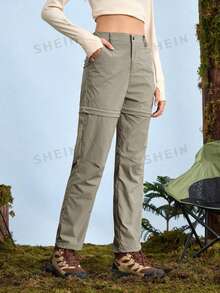 In My Nature Women's Solid Color Detachable Pocket Outdoor Sports Hiking Pants - Mocha Brown - View 10