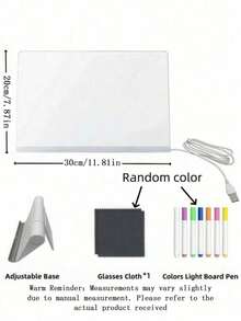1 Set Papan Gambar Bercahaya, Papan Pesan Akrilik LED, Papan Memo. Mainan Melukis Edukatif, Bertenaga USB, Dilengkapi dengan Stand, Kain Lap, dan Pena Warna, Dekorasi Pesta Ulang Tahun, Hadiah untuk Teman, Hadiah Pesta. - Beraneka warna - View 3