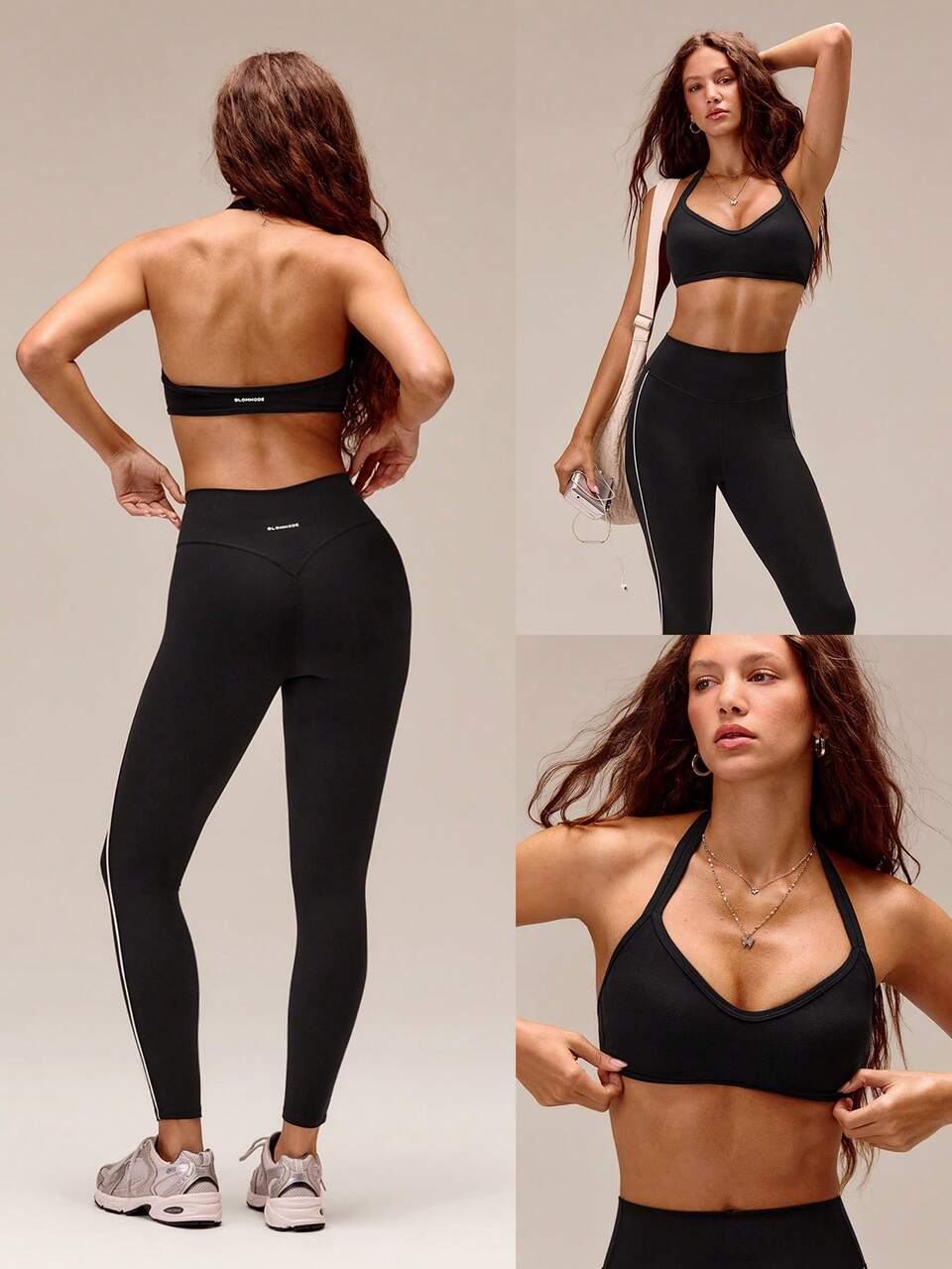 FeatherFit™ Bring The Heat Soft Lightweight Anti-Slip Halter Demi Sports Bra With Removable Cups Low Impact Yoga Pilates Studio Daily Active Wear